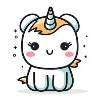 Cute unicorn. Vector illustration in flat cartoon style. Isolated on white background.