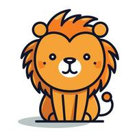 Cute lion cartoon character. Vector illustration in flat design style.