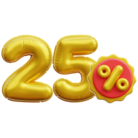 25 por cento balão 3d ícone ilustrações png