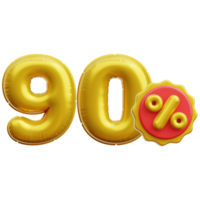 90 por ciento globo 3d icono ilustraciones png