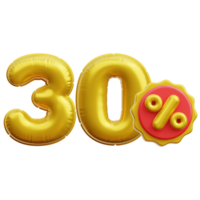 30 percent Balloon 3D Icon Illustrations png