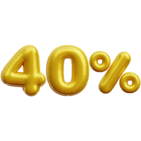 40 percent Balloon 3D Icon Illustrations png