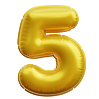 Number 5 Balloon 3D Icon Illustrations png