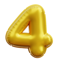 Number 4 Balloon 3D Icon Illustrations png