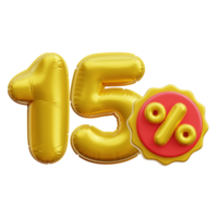 15 percent Balloon 3D Icon Illustrations png