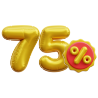 75 por cento balão 3d ícone ilustrações png