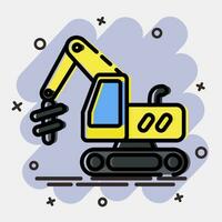 Icon earth drill excavator. Heavy equipment elements. Icons in comic style. Good for prints, posters, logo, infographics, etc. vector