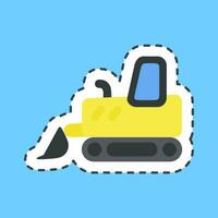 Cutting line sticker bulldozer with track. Heavy equipment elements. Good for prints, posters, logo, infographics, etc. vector