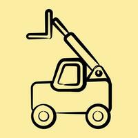 Icon telescopic loader telehandler. Heavy equipment elements. Icons in hand drawn style. Good for prints, posters, logo, infographics, etc. vector