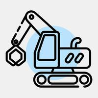 Icon tracked log loader excavator. Heavy equipment elements. Icons in color spot style. Good for prints, posters, logo, infographics, etc. vector