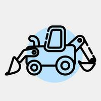 Icon backhoe. Heavy equipment elements. Icons in color spot style. Good for prints, posters, logo, infographics, etc. vector