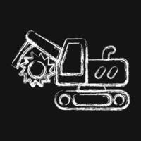 Icon trencher machine. Heavy equipment elements. Icons in chalk style. Good for prints, posters, logo, infographics, etc. vector