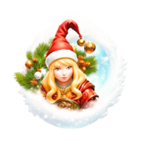 Cartoon Cute Girl Spending Christmas Together free png AI Generated