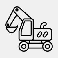 Icon wheeled excavator. Heavy equipment elements. Icons in line style. Good for prints, posters, logo, infographics, etc. vector