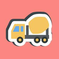 Sticker concrete mixer truck. Heavy equipment elements. Good for prints, posters, logo, infographics, etc. vector