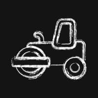 Icon road roller. Heavy equipment elements. Icons in chalk style. Good for prints, posters, logo, infographics, etc. vector