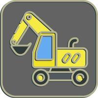 Icon wheeled excavator. Heavy equipment elements. Icons in embossed style. Good for prints, posters, logo, infographics, etc. vector