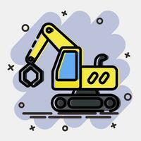 Icon tracked log loader excavator. Heavy equipment elements. Icons in comic style. Good for prints, posters, logo, infographics, etc. vector