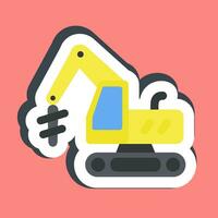 Sticker earth drill excavator. Heavy equipment elements. Good for prints, posters, logo, infographics, etc. vector