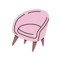 Cartoon Pink Armchair Icon. Vector