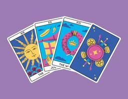 dibujos animados color mágico tarot tarjetas mayor arcanos conjunto semicírculo. vector