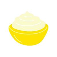 Cartoon Color Bowl with Mayonnaise Icon. Vector