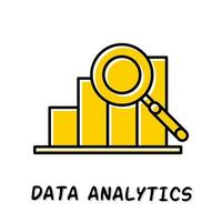 Data analytic icon illustration. Yellow color illustration design. vector