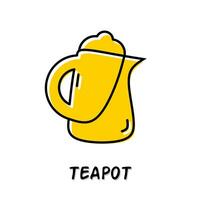Teapot icon illustration. Yellow color illustration design. vector