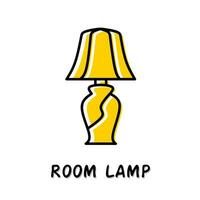 Room lamp icon illustration. Yellow color illustration design. vector