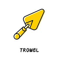 Trowel icon illustration. Yellow color illustration design. vector