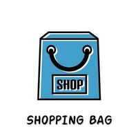 compras bolso icono ilustración. azul color ilustración diseño. vector