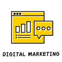 Digital marketing icon illustration. Yellow color illustration design. vector