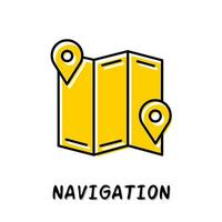 Navigation icon illustration. Yellow color illustration design. vector