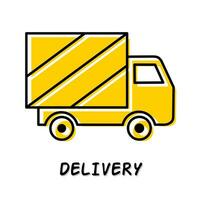 Delivery icon illustration. Yellow color illustration design. vector