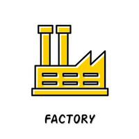 Factory icon illustration. Yellow color illustration design. vector