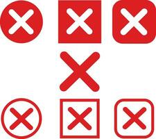 set of Red cross sign icon. Wrong mark collection. Red cross X symbol. Red grunge X icon. Cross brush sign. vector