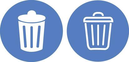 blue Bin icon set. Trash can collection. Trash icons set. Web icon, delete button. stroke pictogram Delete symbol flat style. vector