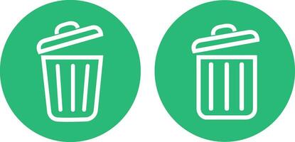 green Bin icon set. Trash can collection. Trash icons set. Web icon, delete button. stroke pictogram Delete symbol flat style. vector