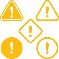 yellow Exclamation mark icons set in flat style. Danger alarm. Caution risk business concept. Hazard warning attention sign with exclamation mark symbol. vector