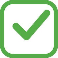 línea verde garrapata marca aprobado . cheque marca icono símbolos . símbolo para sitio web computadora y móvil . verde garrapata verificado Insignia icono. social medios de comunicación oficial cuenta garrapata símbolo. vector