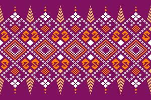 Pink Cross stitch colorful geometric traditional ethnic pattern Ikat seamless pattern border abstract design for fabric print cloth dress carpet curtains and sarong Aztec African Indian Indonesian vector