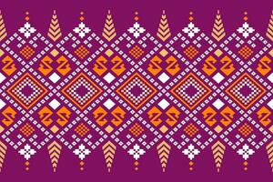 Pink Cross stitch colorful geometric traditional ethnic pattern Ikat seamless pattern border abstract design for fabric print cloth dress carpet curtains and sarong Aztec African Indian Indonesian vector