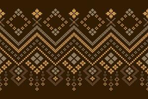 Nature vintages cross stitch traditional ethnic pattern paisley flower Ikat background abstract Aztec African Indonesian Indian seamless pattern for fabric print cloth dress carpet curtains and sarong vector