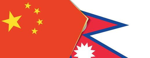 China y Nepal banderas, dos vector banderas