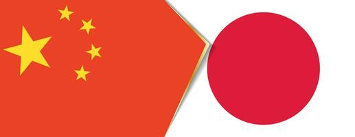China and Japan flags, two vector flags.
