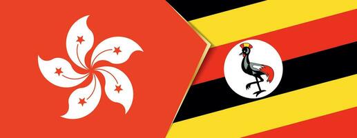 Hong Kong and Uganda flags, two vector flags.