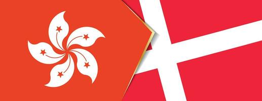 Hong Kong and Denmark flags, two vector flags.