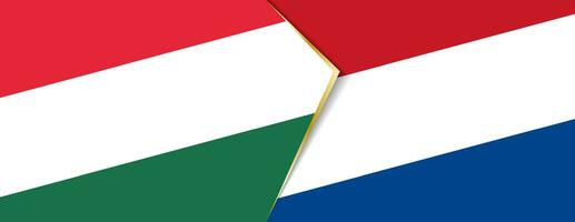 Hungary and Netherlands flags, two vector flags.