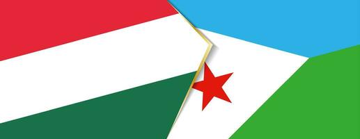 Hungary and Djibouti flags, two vector flags.