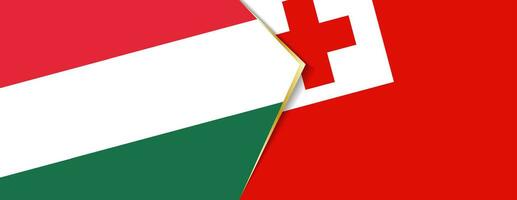 Hungría y tonga banderas, dos vector banderas